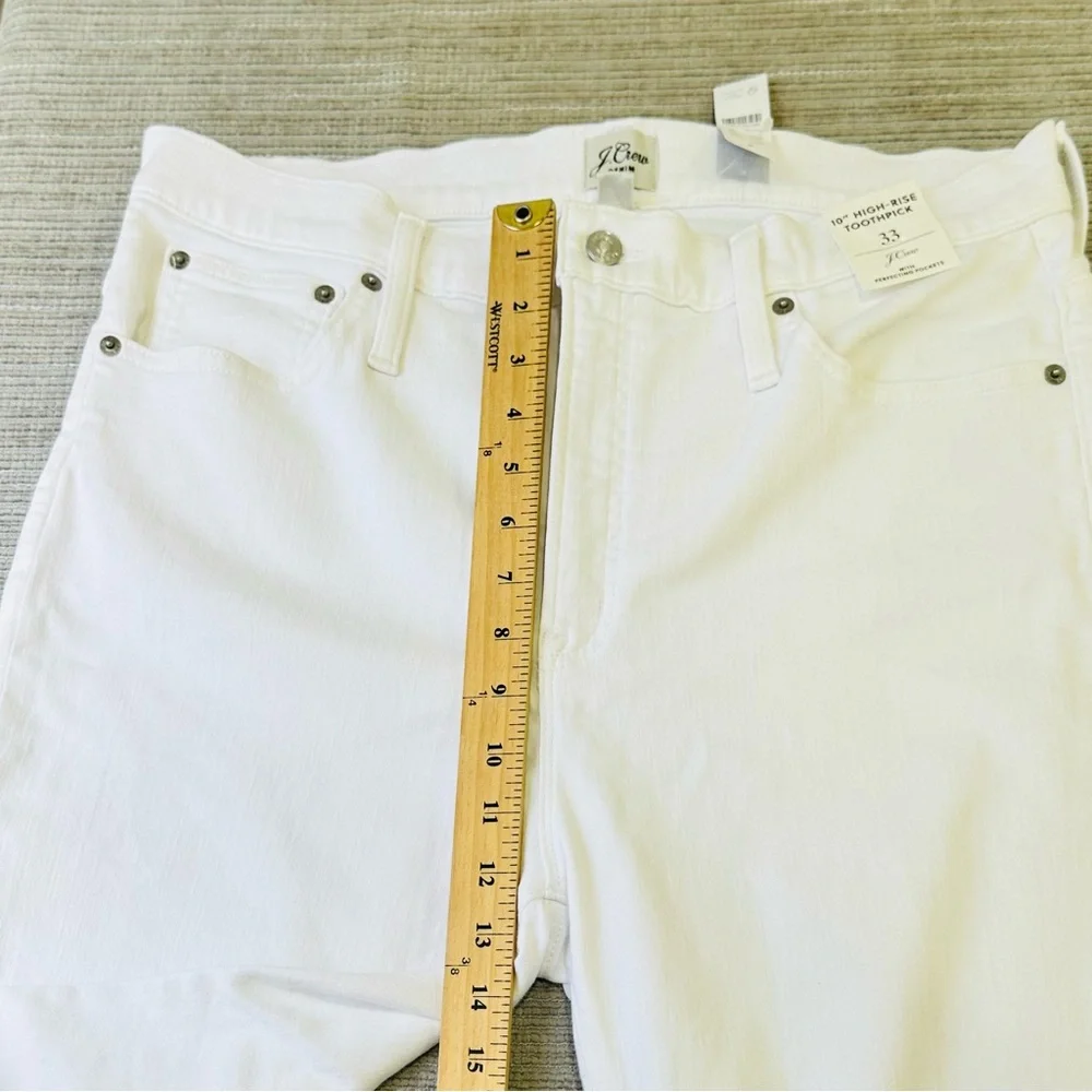 J Crew Jeans Womens 33 Skinny Leg‎ White Denim Raw Cuff High Rise 33x26” NWT